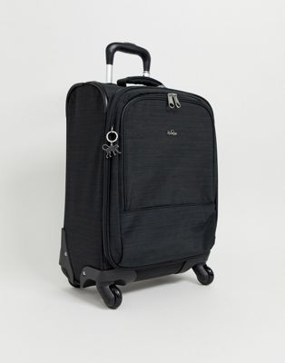 Kipling - Zwarte handbagage reiskoffer met zilveren aapbedeltje