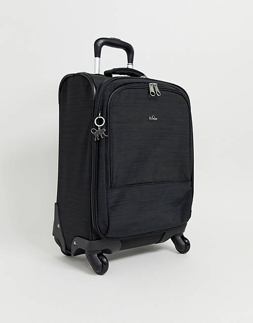 Lauw persoonlijkheid uniek Kipling - Zwarte handbagage reiskoffer met zilveren aapbedeltje | ASOS