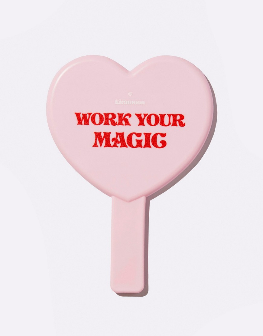 Kiramoon Work Your Magic Heart Hand Mirror-Pink