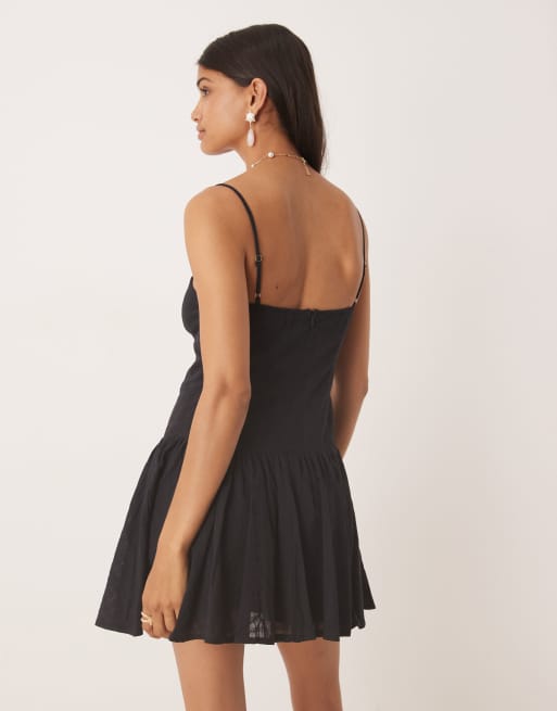 Kiss The Sky cami mini dress in textured black plaid, 3 of 4