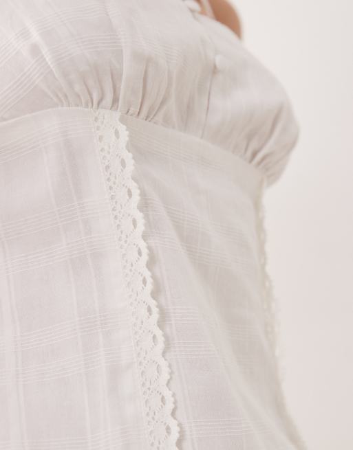 Kiss The Sky cami mini dress in textured white check, 4 of 4