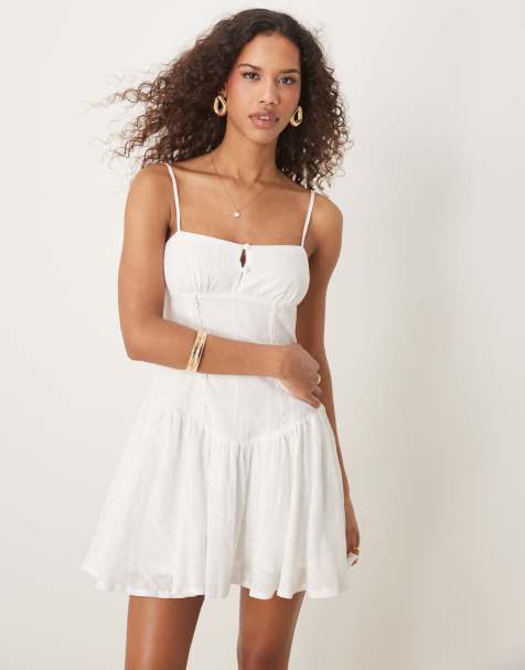 Kiss The Sky – Camisole-Minikleid in Weiß mit Struktur - view 1