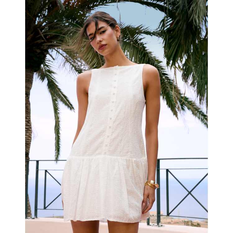 Kiss The Sky dropped waist mini vest dress in white | ASOS