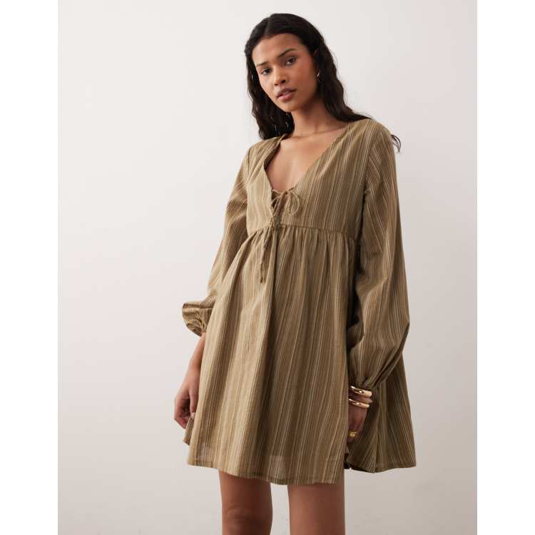 olive green babydoll dress Olive Ruffle Babydoll Dress Green / S main image 0