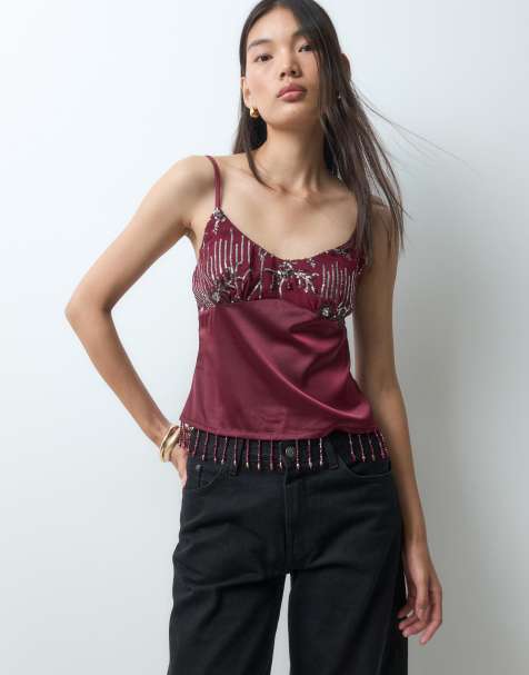 Kiss The Sky embelished bust cami top in purple - view 1