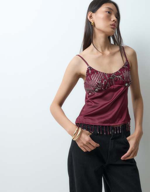 Kiss The Sky embelished bust cami top in purple, 5 of 5
