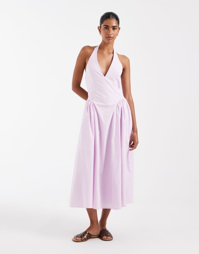 Kiss The Sky halter neck midaxi dress in lilac | ASOS
