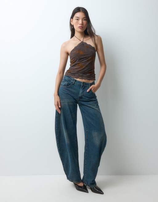 Kiss The Sky halterneck burnout floral top in brown, 3 of 5