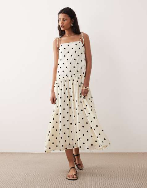 Kiss The Sky Imani drop waist maxi dress in black polka dot - view 1