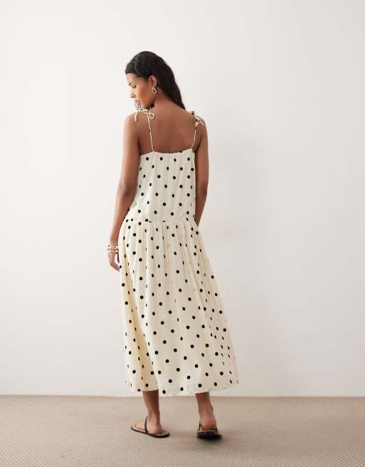 Kiss The Sky - Imani - Robe longue taille basse à pois - Noir, 3 de 4