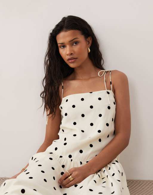 Kiss The Sky - Imani - Robe longue taille basse à pois - Noir, 4 de 4