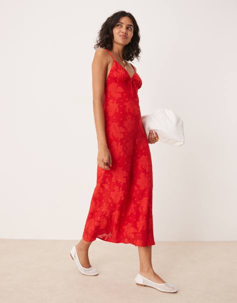 Kiss The Sky jacquard sleeveless maxi dress in red - view 1