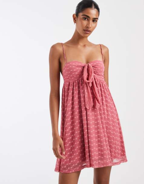 Kiss The Sky - Juniper - Robe babydoll courte en dentelle - Rose - view 1