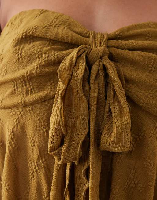 Kiss The Sky - Juniper - Strapless top met strik in olijfgroen, 4 van 4