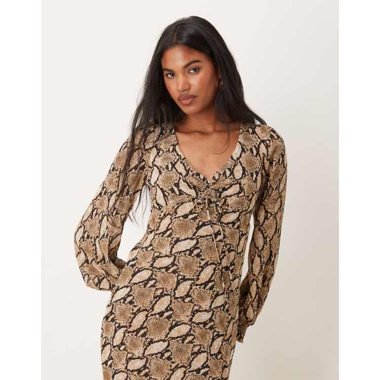 Long sleeve snake print maxi dress best sale