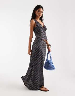 Kiss The Sky Low Rise Maxi Slip Skirt In Multi