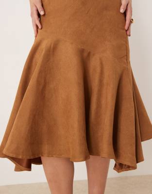 KISS THE SKY LOW WAIST ASYMMETRIC MIDI SKIRT 