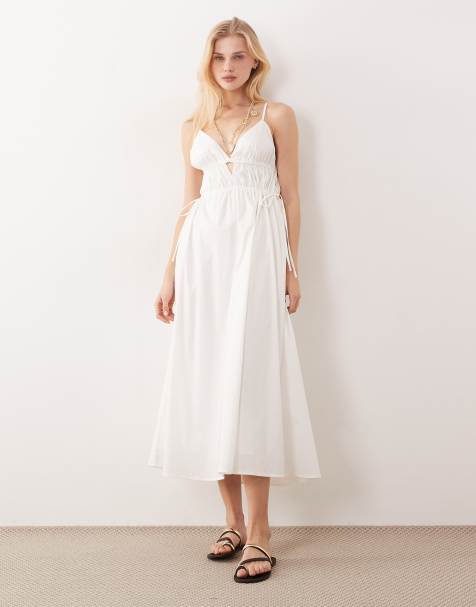 Kiss The Sky - Lucia - Robe longueur mollet à fronces - Blanc - view 1