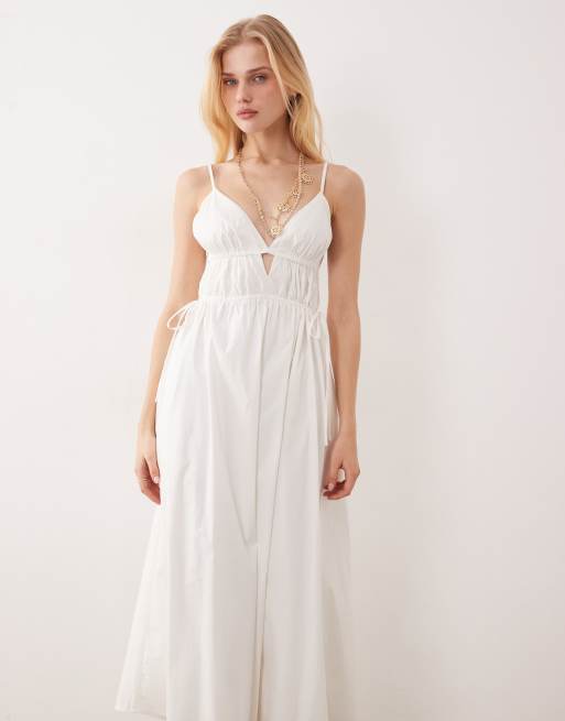 Kiss The Sky - Lucia - Robe longueur mollet à fronces - Blanc, 3 de 4
