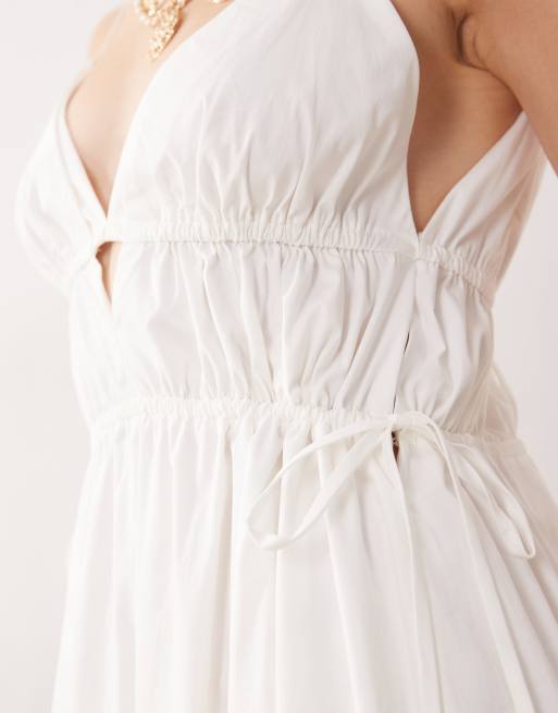 Kiss The Sky - Lucia - Robe longueur mollet à fronces - Blanc, 4 de 4