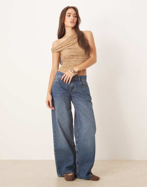 Kiss The Sky - Lysebrun offshoulder-top i blondemateriale med rynker, 2 af 4