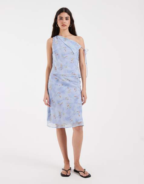 Kiss The Sky - Midi rok van chiffon met bloemenprint in blauw, deel van co-ord set - view 1