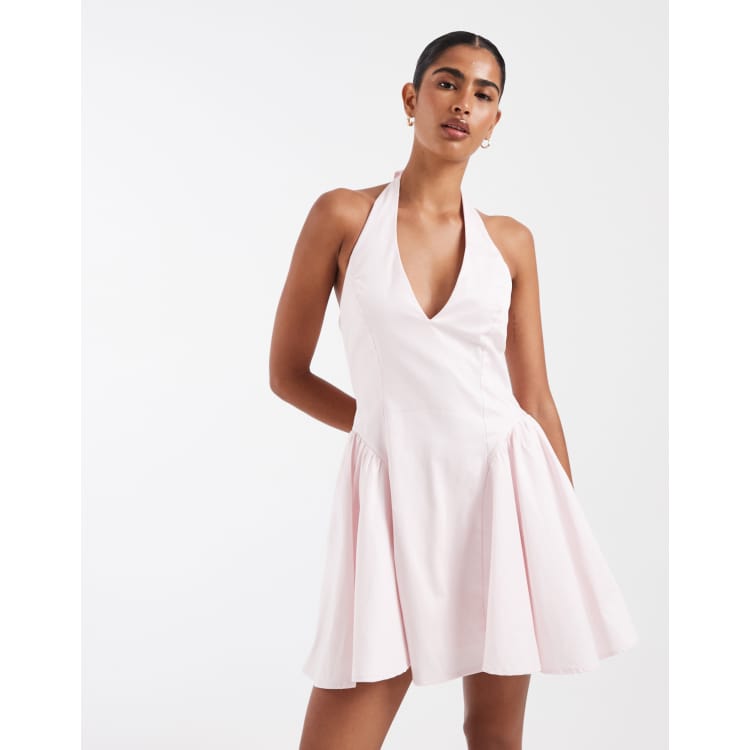 Kiss The Sky Penelope halter neck mini dress in baby pink