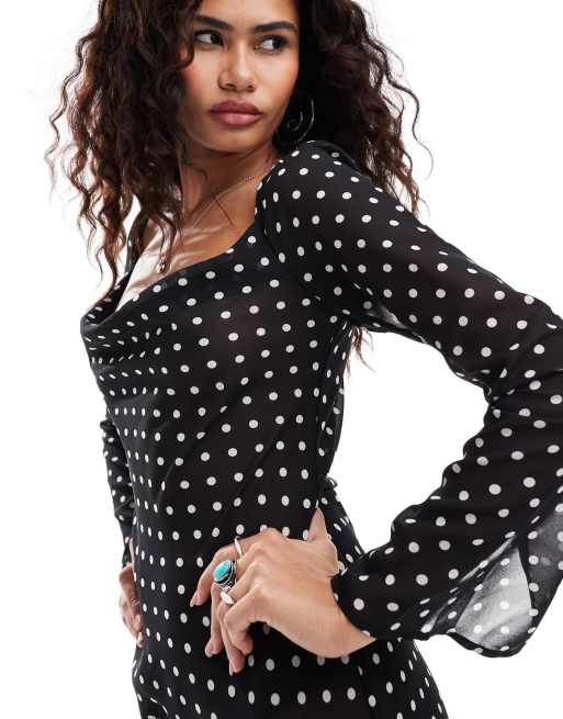 Polka dot maxi dress long sleeve best sale