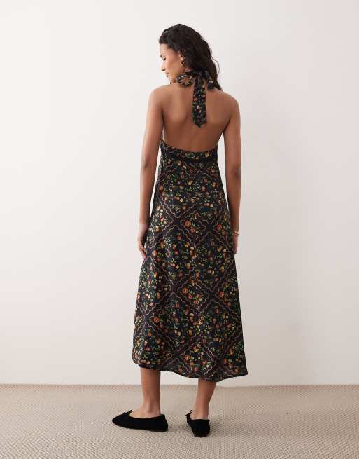 Kiss The Sky – Positano – Maxikleid in Schwarz mit Blumenmuster, 2 von 4