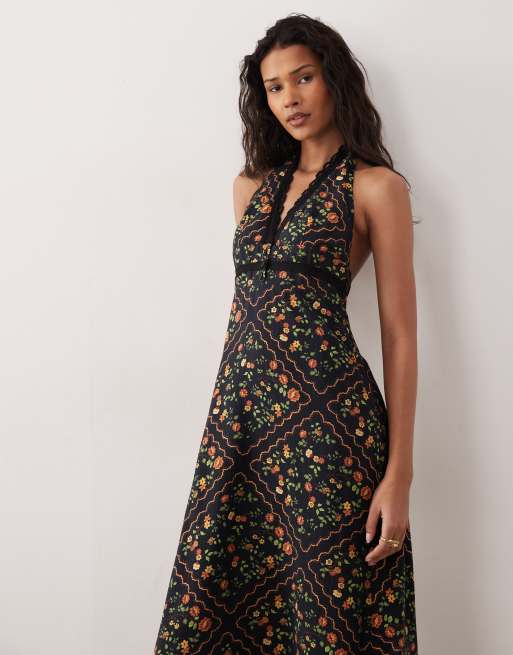 Kiss The Sky – Positano – Maxikleid in Schwarz mit Blumenmuster, 4 von 4