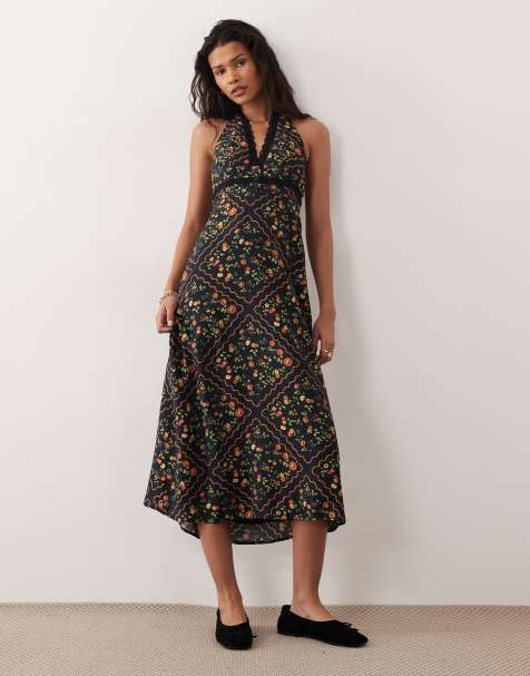 Kiss The Sky Positano printed maxi dress in black floral - view 1