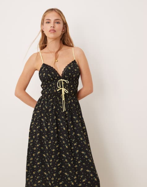 Kiss The Sky - Robe longue sans manches à col V à imprimé fleurs - Noir - view 1
