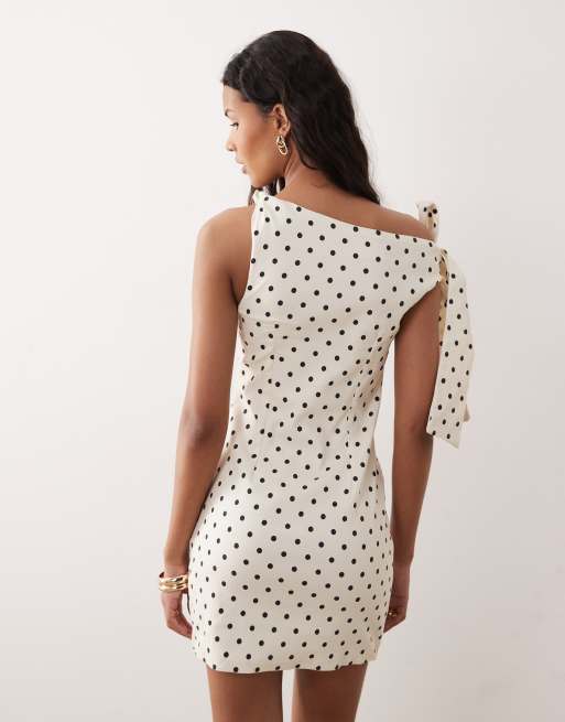 Kiss The Sky – Schulterfreies Minikleid in Weiß mit Polka Dots, 3 von 4