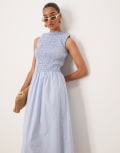 [Kiss The Sky] Kiss The Sky shirred drop waist midi dress in sky blue 14 Sky blue