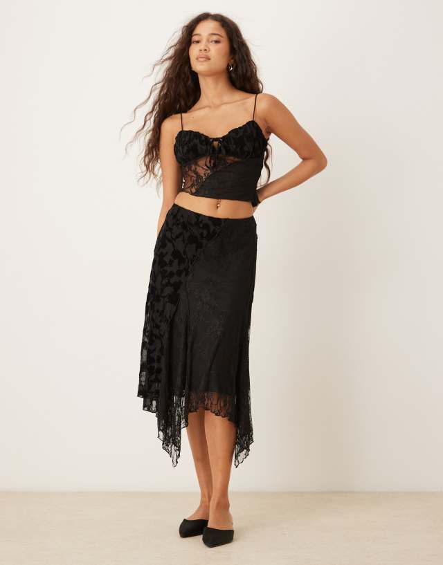 Kiss The Sky spliced lace cami top in black - part of a set | ASOS