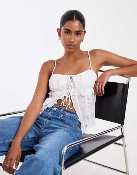 Kiss The Sky – Stella – Camisole-Oberteil in Weiß mit Schnürung - view 1
