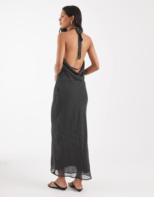 Kiss the Sky – Svart, åtsmitande maxiklänning med draperad ringning, 3 av 4