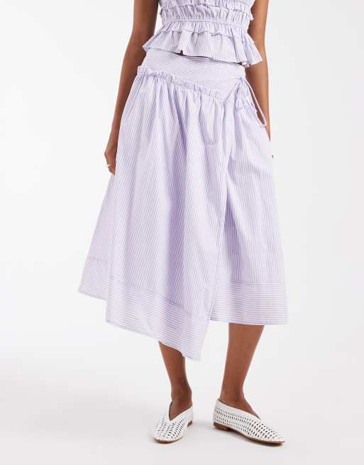 Kiss The Sky tie waist midi skirt in lilac stripes - part of a set
