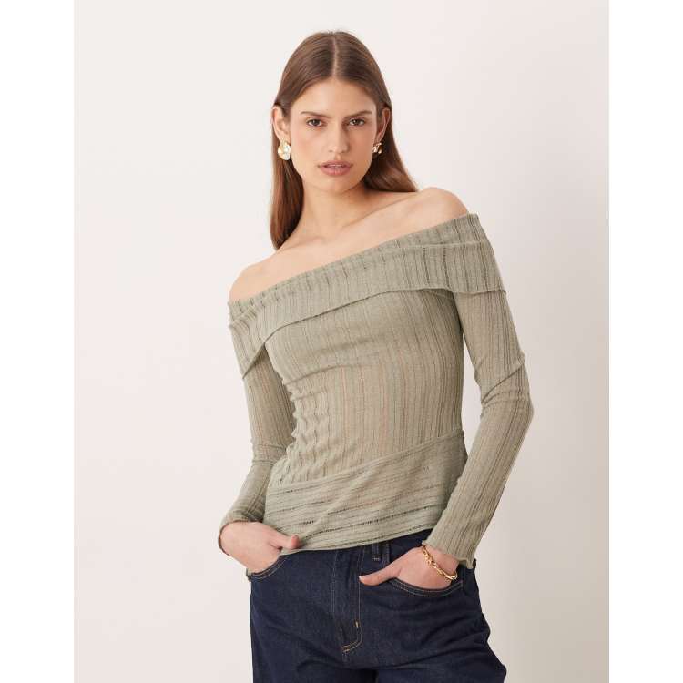 JomeDesign Top Da Donna A Maniche Lunghe Con Spacco Laterale, Colore Kaki, Taglie S-XXL, Tessuto Morbido, Stile Casual - 3