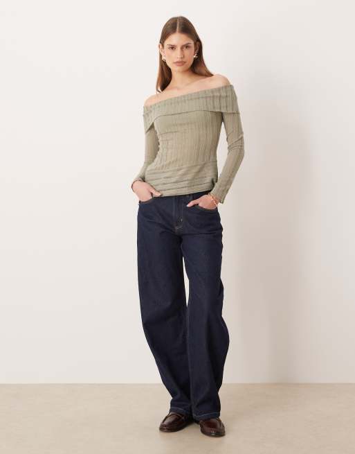 JomeDesign Top Da Donna A Maniche Lunghe Con Spacco Laterale, Colore Kaki, Taglie S-XXL, Tessuto Morbido, Stile Casual - 2