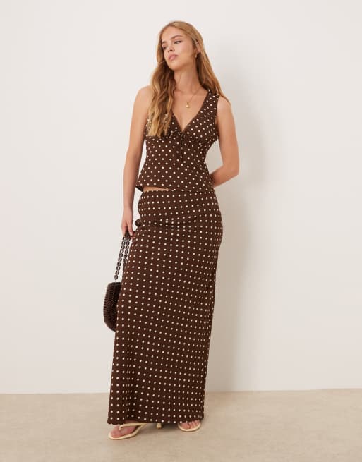 Kiss The Sky v neck sleeveless top in brown polka dot, 4 of 4