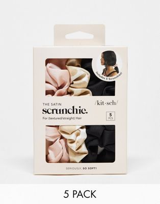 Kitsch Assorted Satin Sleep Scrunchies - 5 Pack | ASOS