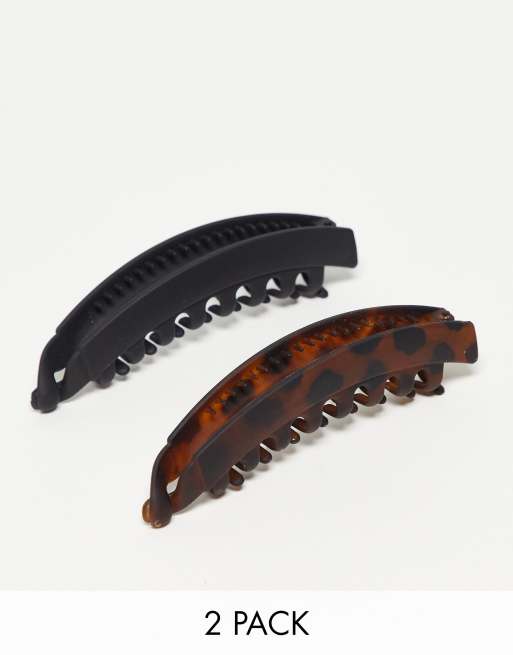 Kitsch Banana Clip 2 pack Black & Tort ASOS