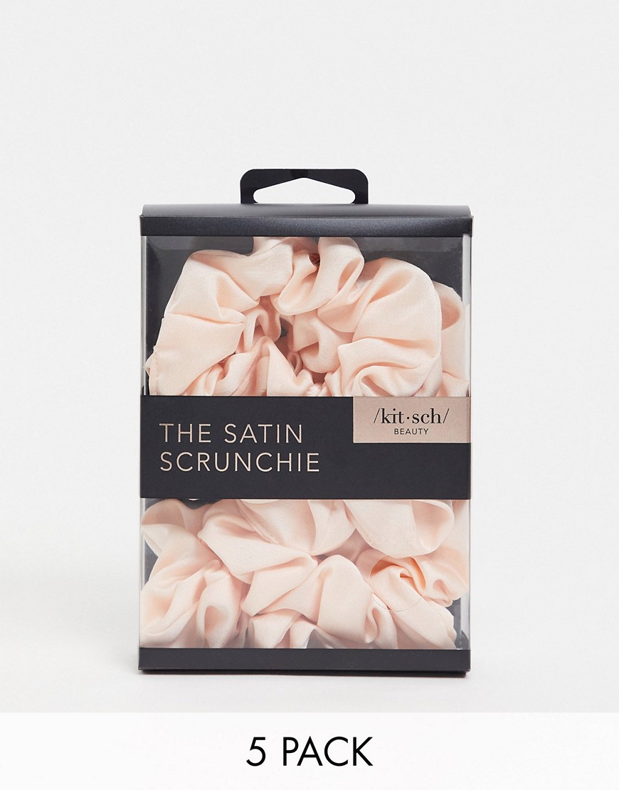 Kitsch Blush Satin Sleep Scrunchies - 5 Pack-No color