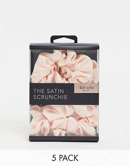 Kitsch Blush Satin Sleep Scrunchies - 5 Pack