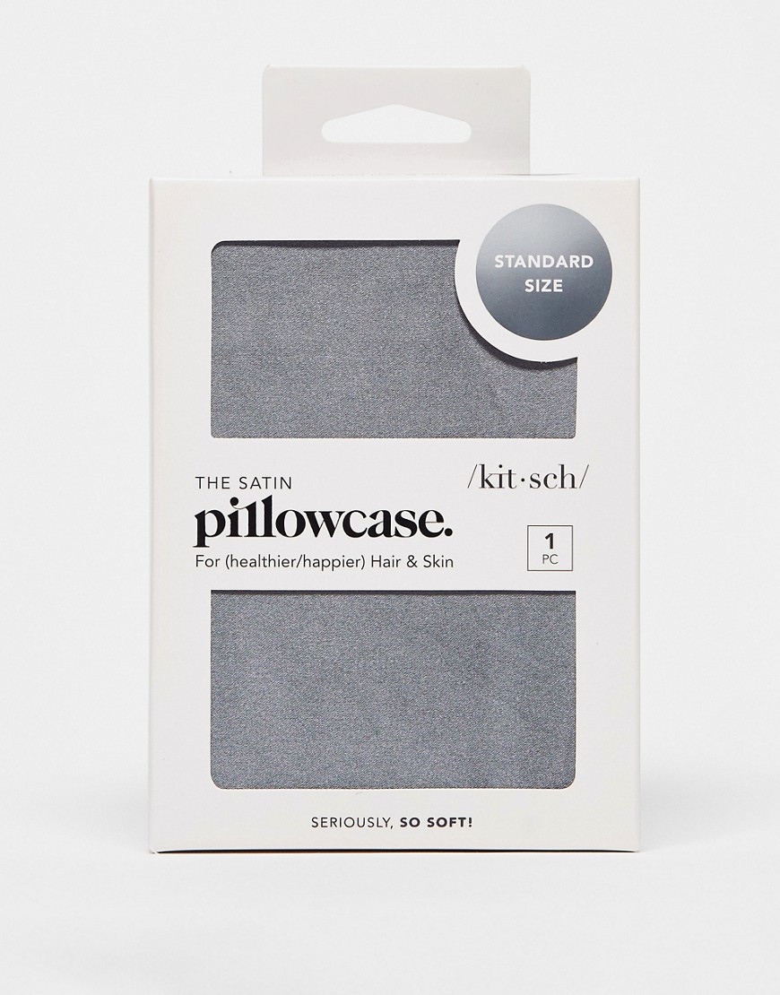 Kitsch Charcoal Satin Pillowcase-Grey
