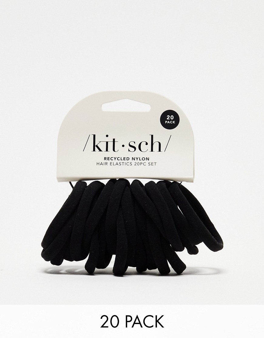 kitsch - confezione da 20 elastici per capelli in nylon nero-black