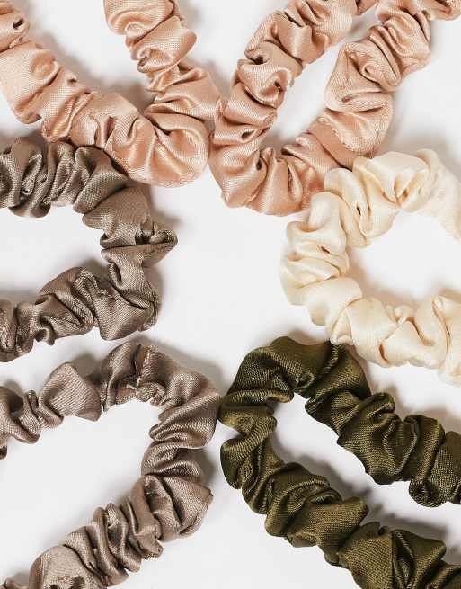 Kitsch - Confezione da 6 elastici per capelli in raso arricciati - Eucalyptus, 3 di 3
