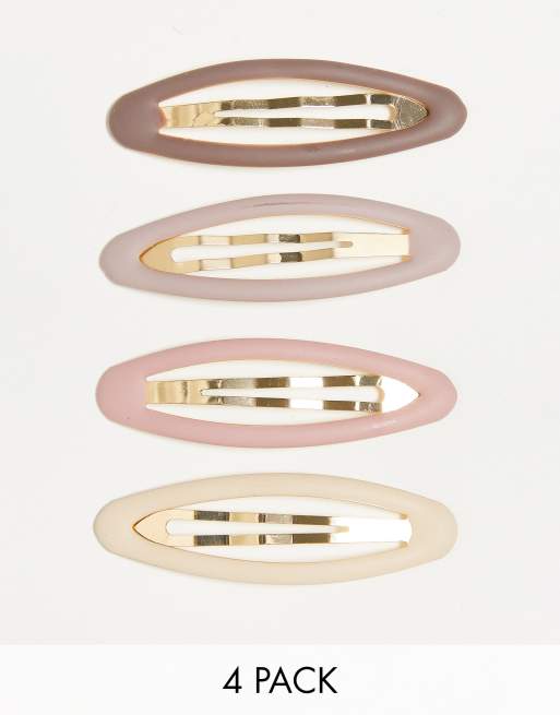 Kitsch Enamel Snap Clips 4pc Terracotta ASOS