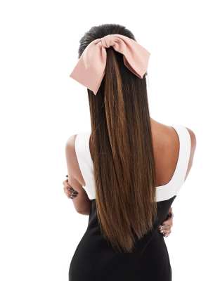 Fabric Bow Hair Clip 1pc- Rosewood-No color